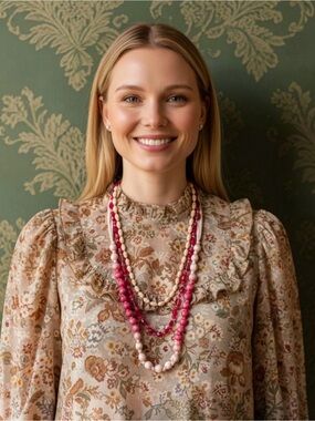Vintage Pink Beaded Necklace Bundle/Lot, 3 necklaces